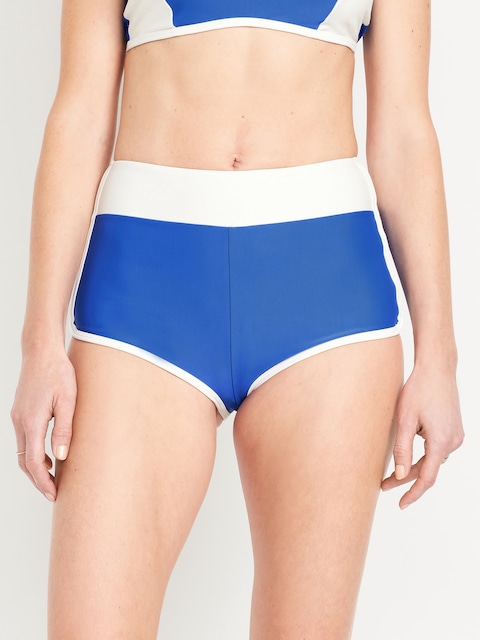 High-Waisted Matte Swim Shorts