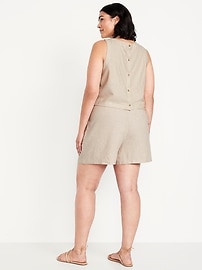 Extra High-Waisted Linen-Blend Taylor Trouser Shorts -- 5-inch inseam