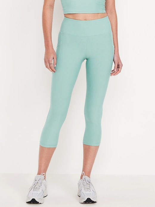 Image number 1 showing, High-Waisted PowerSoft Crop Pocket Leggings