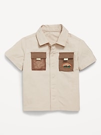 Image number 1 showing, Short-Sleeve Ripstop Pocket Shirt for Toddler Boys