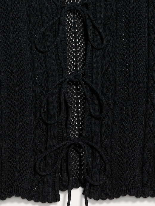 Image number 6 showing, Sleeveless Crochet Tie-Front Top