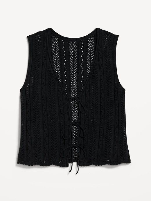 Image number 4 showing, Sleeveless Crochet Tie-Front Top