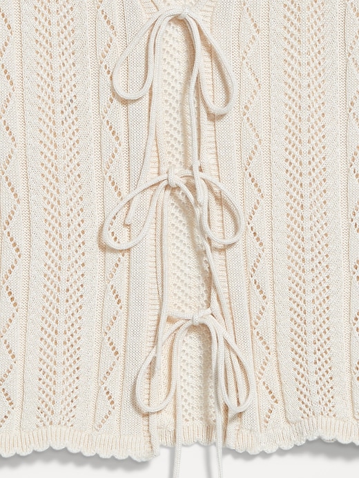 Image number 5 showing, Sleeveless Crochet Tie-Front Top