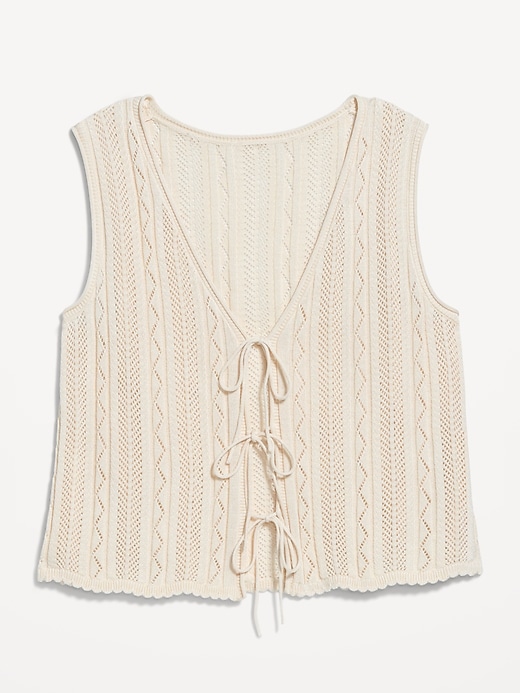 Image number 4 showing, Sleeveless Crochet Tie-Front Top
