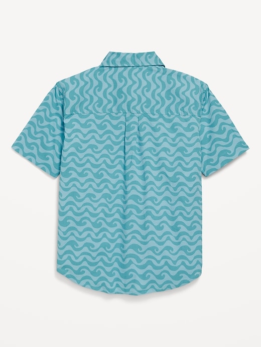 Image number 3 showing, Printed Short-Sleeve Poplin Pocket Shirt for Boys