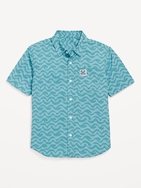 Image number 2 showing, Printed Short-Sleeve Poplin Pocket Shirt for Boys