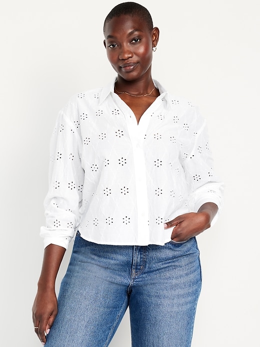 Image number 5 showing, Button-Down Crop Shirt