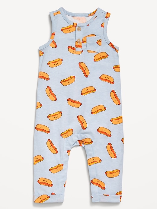 View large product image 1 of 1. Printed Sleeveless Henley One-Piece for Baby