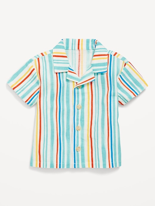 View large product image 1 of 1. Printed Short-Sleeve Linen-Blend Shirt for Baby
