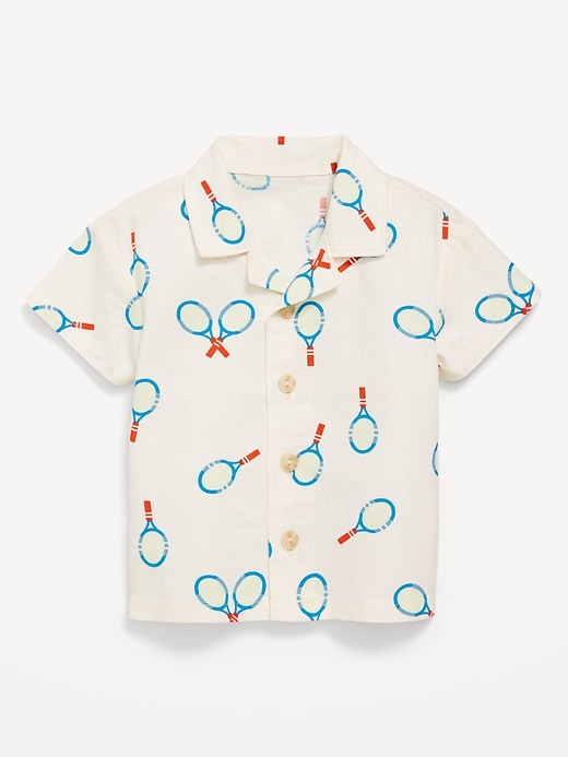 View large product image 1 of 1. Printed Short-Sleeve Linen-Blend Shirt for Baby