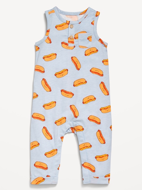 Printed Sleeveless Henley One-Piece for Baby