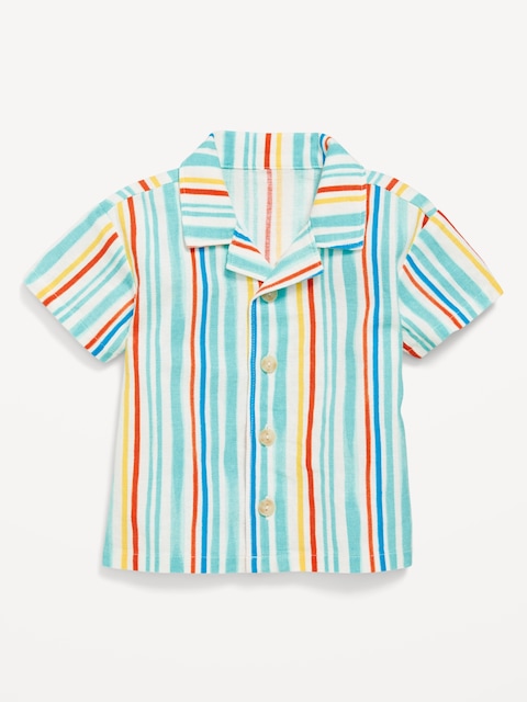 Printed Short-Sleeve Linen-Blend Shirt for Baby