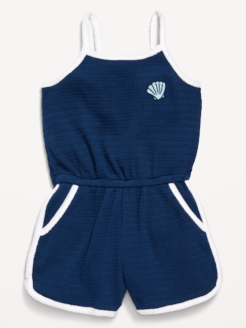 Sleeveless Textured-Knit Romper for Toddler Girls