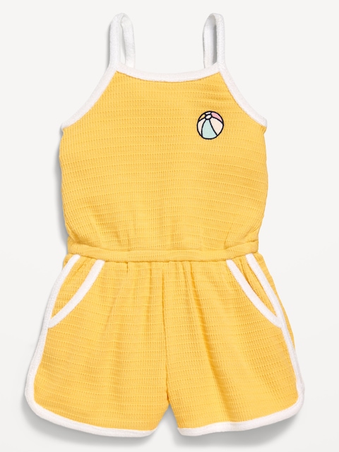 Sleeveless Textured-Knit Romper for Toddler Girls