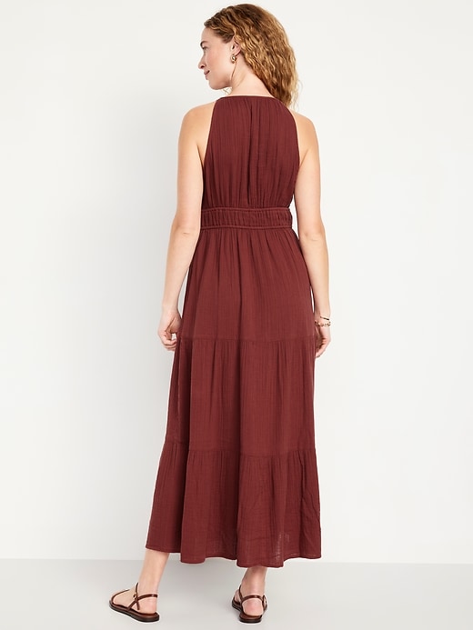 Image number 7 showing, Fit & Flare Crinkle Gauze Maxi Dress