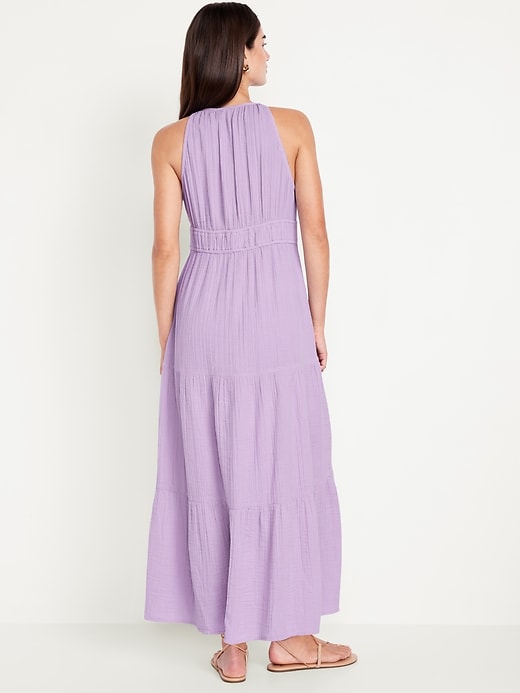 Image number 2 showing, Fit & Flare Crinkle Gauze Maxi Dress