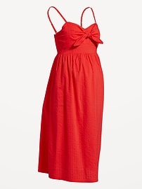 Image number 2 showing, Maternity Knot-Front Fit & Flare Seersucker Dress