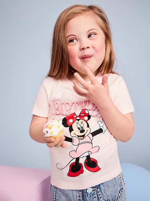 View large product image 1 of 4. Disney© Birthday Minnie Mouse Graphic T-Shirt for Toddler Girls