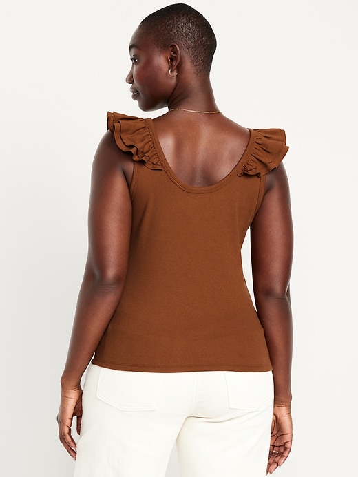Image number 6 showing, Ruffle-Trim Mixed Material Top