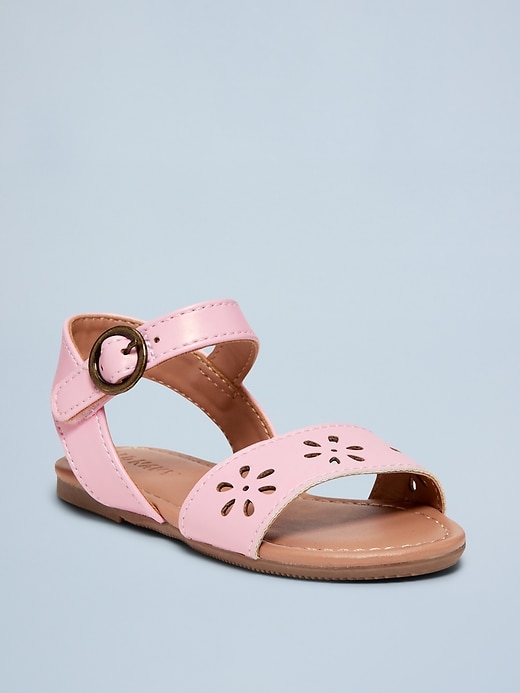 View large product image 1 of 5. Faux-Leather Perforated Sandals for Toddler Girls