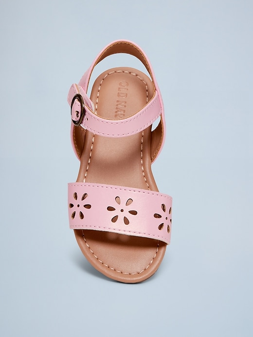 View large product image 2 of 5. Faux-Leather Perforated Sandals for Toddler Girls