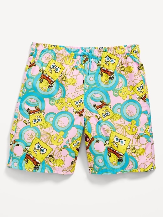 View large product image 1 of 2. SpongeBob SquarePants™ Graphic Swim Trunks for Boys