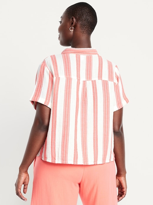 Image number 6 showing, Crinkle Gauze Button-Down Striped Shirt