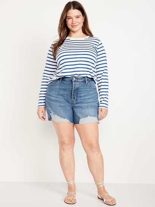 Image number 7 showing, Curvy High-Waisted OG Jean Cut-Off Shorts -- 5-inch inseam