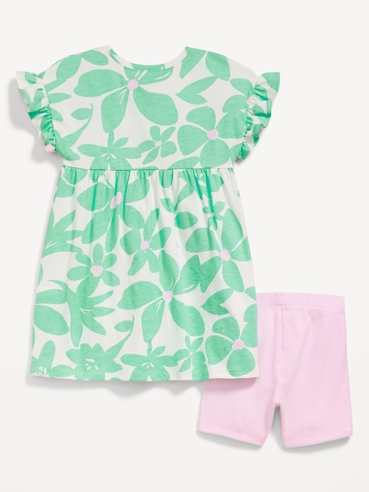 View large product image 2 of 3. Printed Flutter-Sleeve Dress and Biker Shorts Set for Toddler Girls