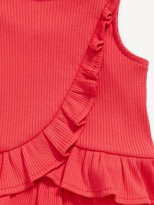 View large product image 2 of 2. Sleeveless Ribbed Ruffle-Trim Top and Shorts Set for Baby