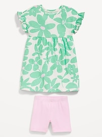 View large product image 3 of 3. Printed Flutter-Sleeve Dress and Biker Shorts Set for Toddler Girls