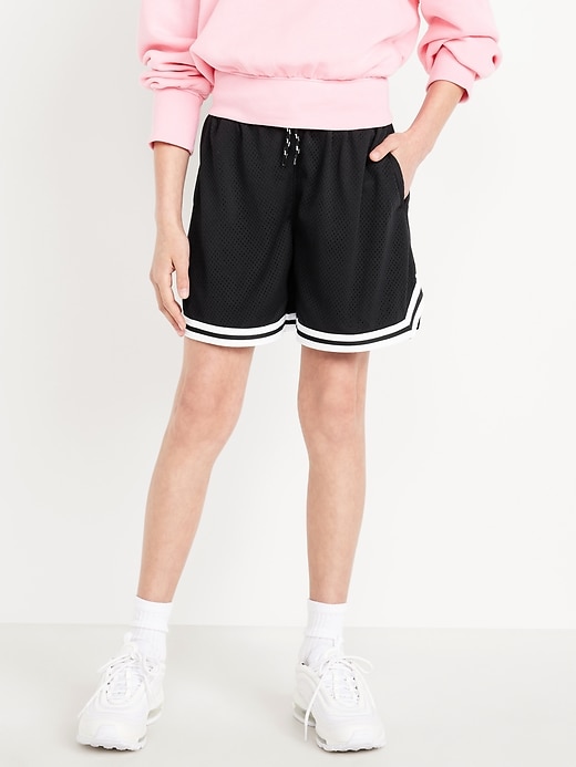 Image number 3 showing, High-Waisted Mesh Basketball Shorts for Girls