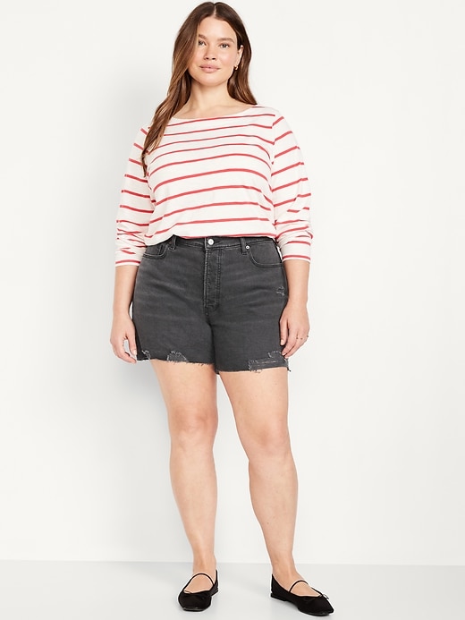 Image number 7 showing, Curvy High-Waisted OG Jean Cut-Off Shorts -- 5-inch inseam