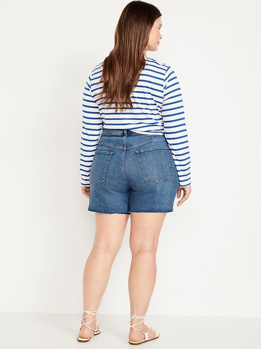 Image number 8 showing, Curvy High-Waisted OG Jean Cut-Off Shorts -- 5-inch inseam