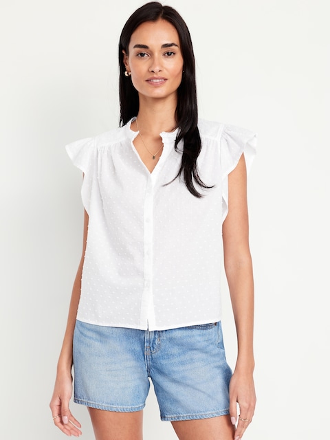 Button-Down Swiss Dot Top