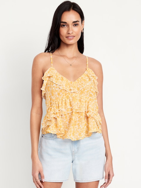 Strappy Ruffled Chiffon Top