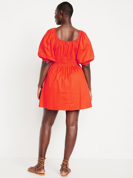 Image number 5 showing, Waist-Defined Puff-Sleeve Mini Dress