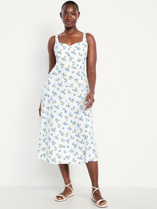 Image number 4 showing, Fit & Flare Sleeveless Linen-Blend Midi Dress