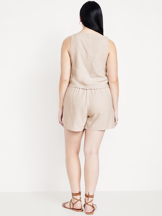 Image number 6 showing, High-Waisted Faux-Wrap Linen-Blend Mini Skort