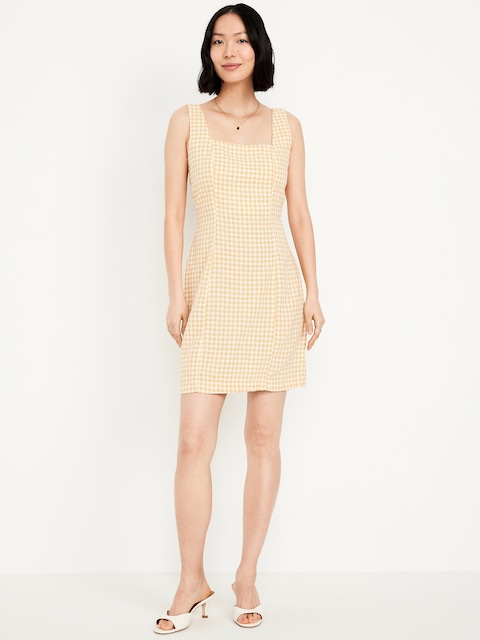 Robe courte en mélange de lin