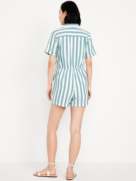 Image number 2 showing, Crinkle Gauze Button-Down Romper