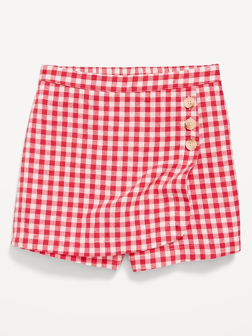 L'image numéro 5 présente Jupe-short portefeuille en mélange de lin pour fille