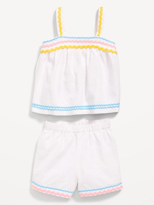 Image number 3 showing, Sleeveless Linen-Blend Top and Shorts Set for Toddler Girls