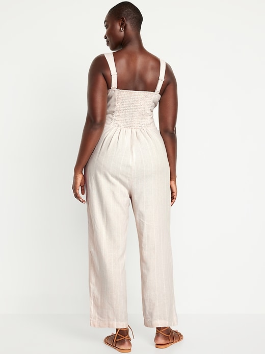 Image number 5 showing, Button-Front Linen-Blend Cami Jumpsuit