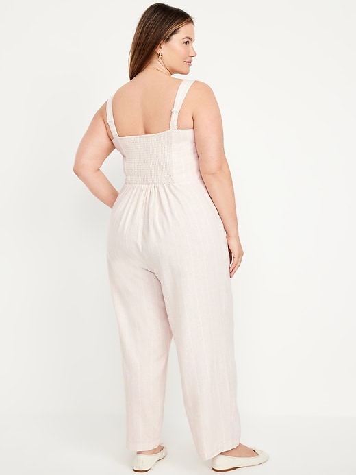 Image number 7 showing, Button-Front Linen-Blend Cami Jumpsuit