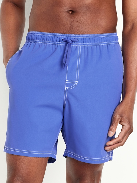 Short de baignade délavé, entrejambe de 18 cm