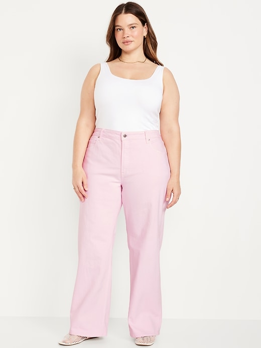 Image number 4 showing, Curvy Extra High-Waisted Wide-Leg Jeans