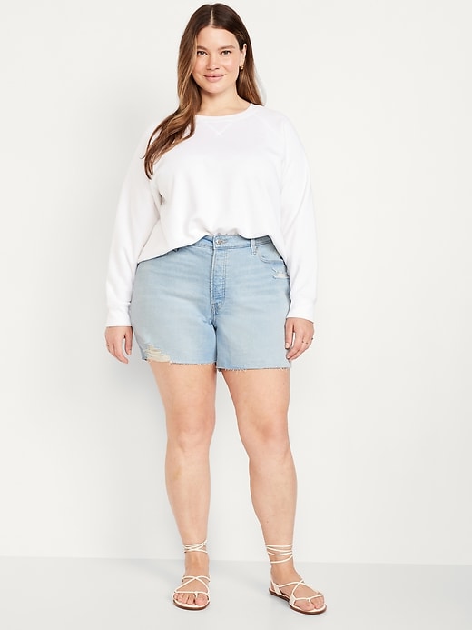 Image number 7 showing, Curvy High-Waisted OG Jean Cut-Off Shorts -- 5-inch inseam