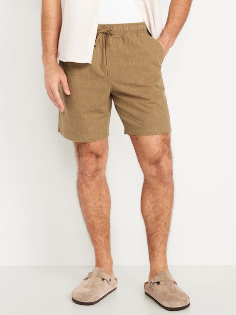 Linen-Blend Jogger Shorts -- 7-inch inseam