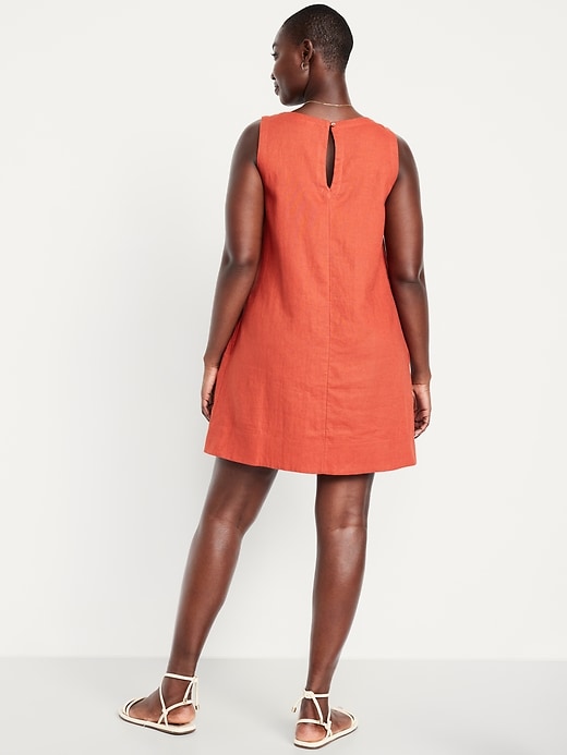 Image number 5 showing, Sleeveless Linen-Blend Mini Shift Dress